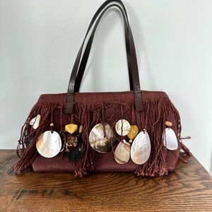 🇫🇷 Riviera Shell Fringe Shoulder Bag with Mother-of-Pearl & Cowrie Shells